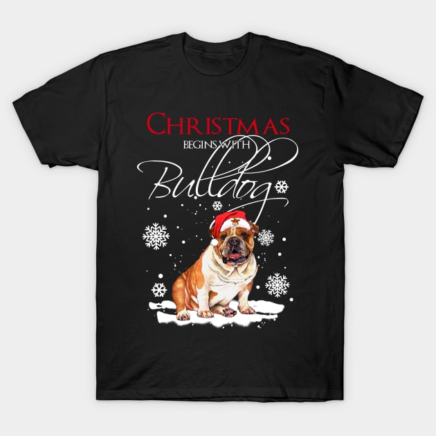 Christmas begins with Bulldog T-Shirt by TeeAbe